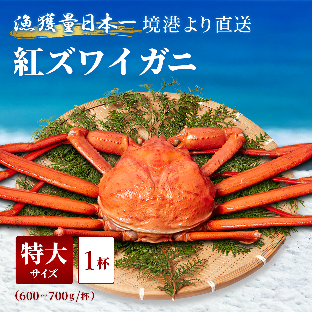 釜茹で紅ずわい蟹 特大1杯（600～700g）